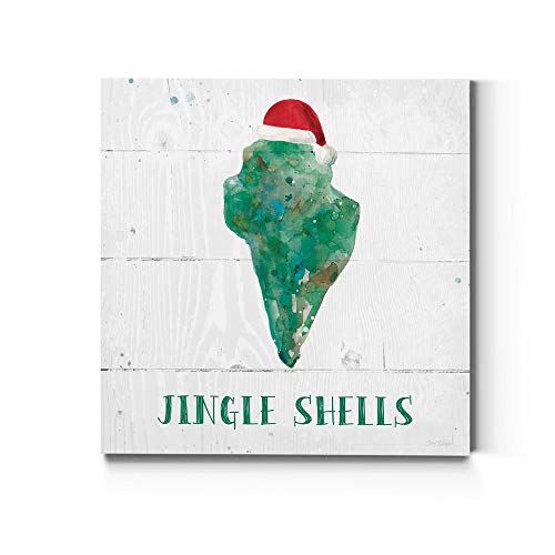 Renditions Gallery Jingle Shells with Santa Hat Wall Art - 24x24 in Ready to Hang