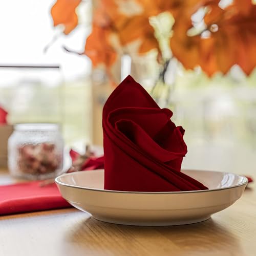 Red Cloth Dinner Napkins 17x17 Inches, 24-Pack Washable Polyester Napkins