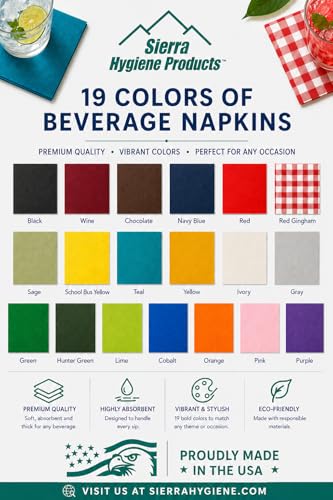 Navy Blue 1,000 Count Sierra Touch 2-Ply Beverage Napkins - Made in USA