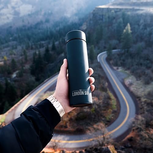 The London Sip Midnight Teal Multi-Purpose Tea Infuser Travel Mug & Tumbler, Double Wall Stainless Steel, Hot & Cold, 16.9oz