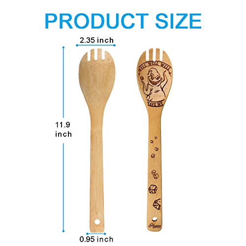 Nightmare3 Halloween Burned Wooden Spoons Set - 5 Piece Utensil Collection, Rustic Kitchen Decor & Gift