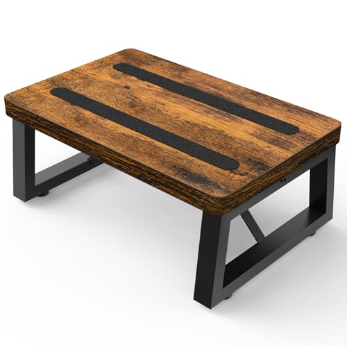 One Step Stool for Adults and Toddlers, Non-Slip Wooden Kitchen Foot Stool