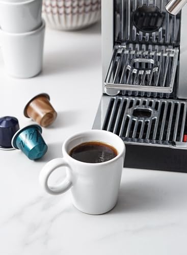 LE TAUCI White 3 oz Ceramic Espresso Cups - Set of 4, Stackable, Demitasse for Home & Office