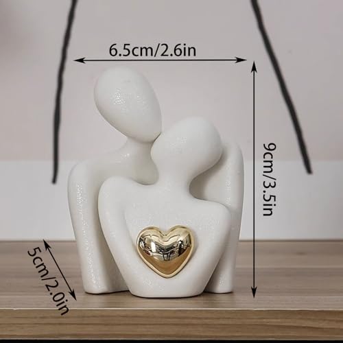 Mini Hugging Couple Ceramic Statue - Romantic Minimalist Home Decor
