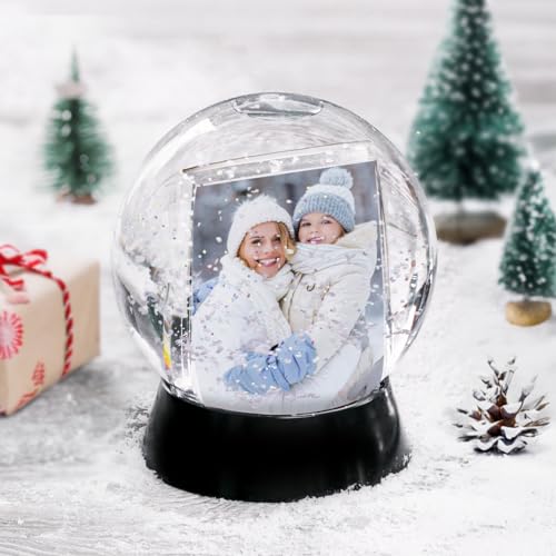 DIY Double-Sided Photo Snow Globe - Sphere Picture Frame with Black Base