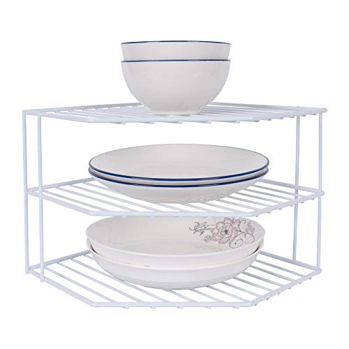3-Tier Corner Shelf Organizer - Rust-Resistant Steel Kitchen Rack