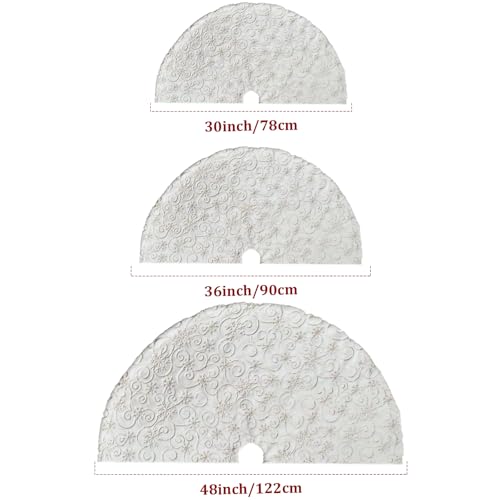 AtiMing White-Gold Sequin Christmas Tree Skirt 48 Inch Fur Holiday Decor