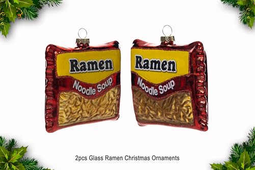 2PCS Glass Ramen Noodles Christmas Ornaments for Holiday Tree Decor