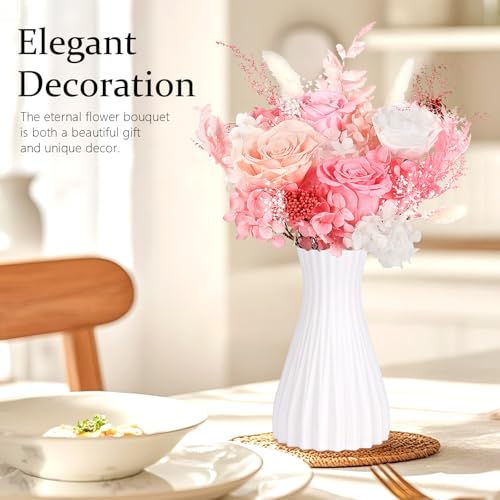 Preserved Pink Roses Bouquet with Vase & Gift Box - Real Forever Flowers