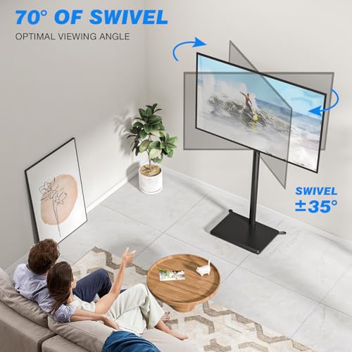 Swivel Floor TV Stand for 32-65 Inch Screens, Height Adjustable Mount