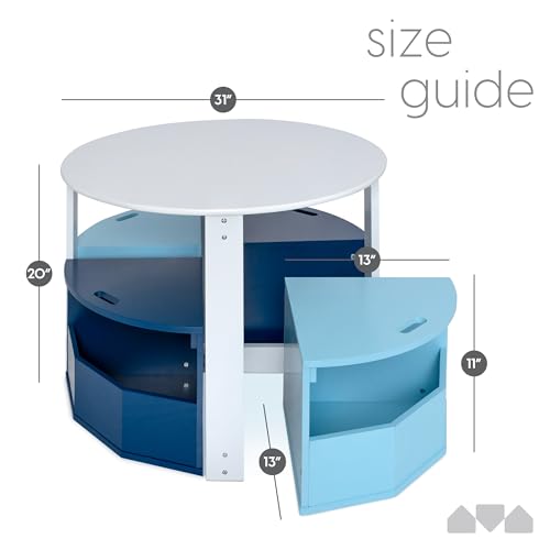 Toddler Table and 4-Chair Set with Storage - Round Kids Activity Furniture