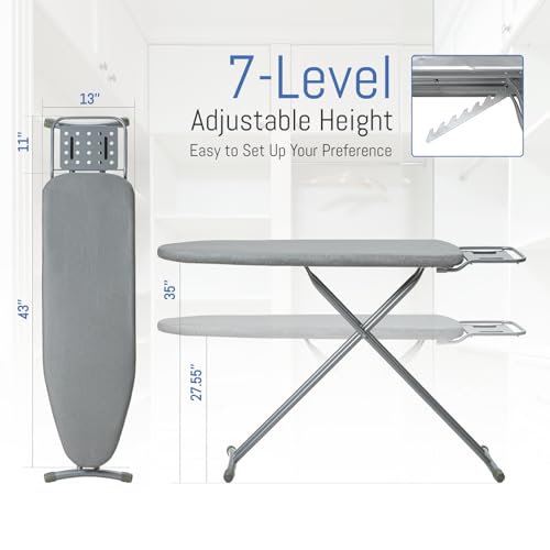 Full-Size Ironing Board with Iron Rest, Height-Adjustable & Thick Padding