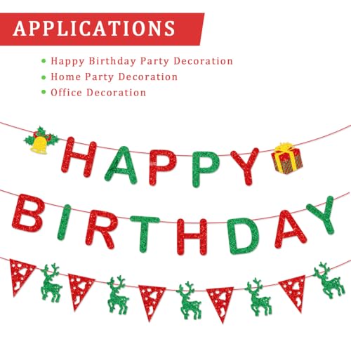 Happy Birthday Christmas Banner - Pre-Strung Holiday Party Decoration
