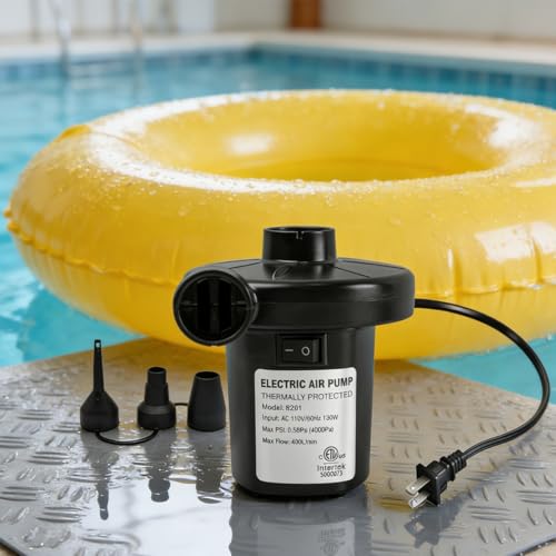 Electric Air Pump for Inflatables - 130W Quick AC Inflate Deflate Mattress Pump