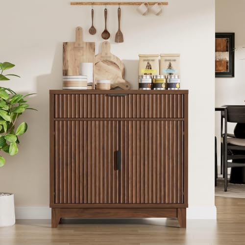 32-Inch Fluted Sideboard Buffet Cabinet with Drawer and Adjustable Shelf