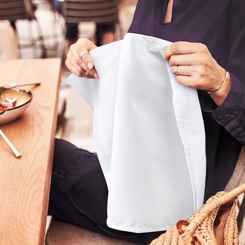 White Cloth Napkins 17x17 Inch (24 Pack) - Reusable Polyester Dinner Napkins