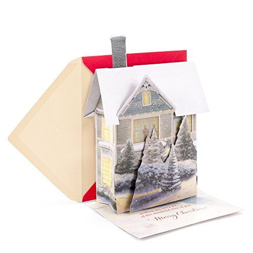 Hallmark Kinkade House Pop Up Christmas Card with Lights & Sound - Snowy Scene
