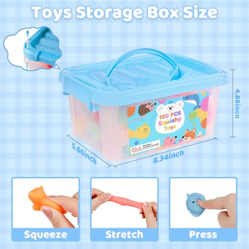 100 Pcs Mochi Squishy Toys Bulk - Sensory Fidget Toys for Party Favors