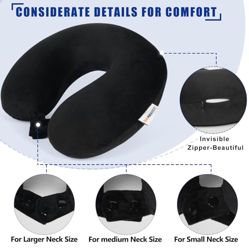 SAIREIDER Memory Foam Travel Pillow - 360 Neck Support Airplane Pillow (Black)