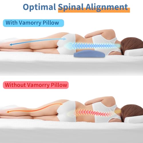 Cooling Gel Lumbar Support Pillow for Bed Lower Back Pain Relief - Memory Foam