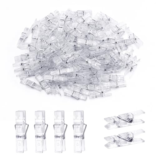 100 Pack Mini Clear Plastic Clothespins for Photo Displays and DIY Crafts