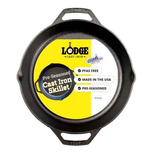 12-Inch Pre-Seasoned Cast Iron Dual Handle Pan - PFAS-Free Skillet