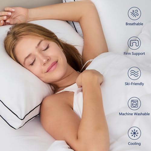 CozyLux Queen Bed Pillows Set of 2 - Soft Gusseted Down Alternative