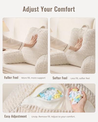 Blissful Diary Memory Foam Reading Pillow with Arms & Side Pockets - Off White