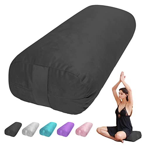 Yoga Bolster Pillow - 27-Inch Velvet Cushion for Restorative & Yin Yoga