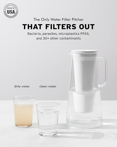 10-Cup Water Filter Pitcher - BPA-Free Purifier for Bacteria & Lead