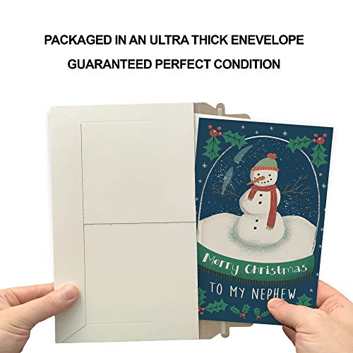 Christmas Card for Nephew - Eco-Friendly Thick Card Stock with Premium Envelope, Made in USA, 5x7.75 inches