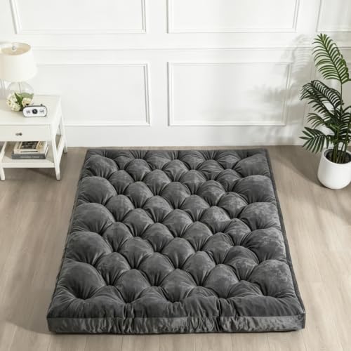 5-Inch Velvet Futon Mattress, Foldable Twin Size Floor Sleeping Pad