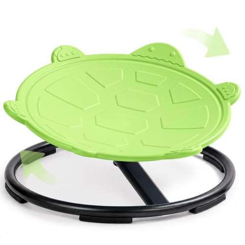 Kids Turtle Sensory Spinning Chair - 360° Quiet Swivel Balance Seat, Green