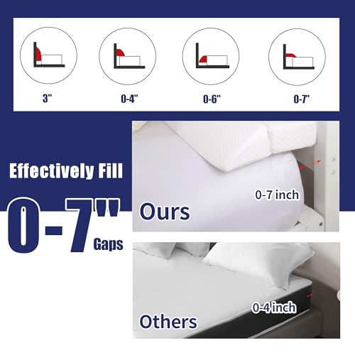 Foldable Bed Wedge Gap Filler Pillow for Headboard & Mattress - White