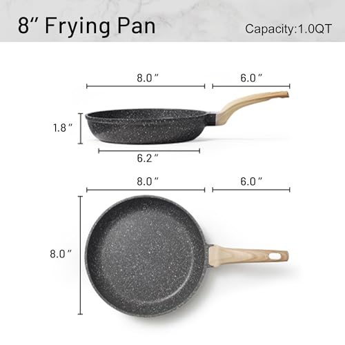 8-Inch Nonstick Granite Frying Pan - PFOA-Free Skillet for All Stovetops