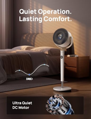 Smart Pedestal Fan for Bedroom with RGB Light and Voice Control