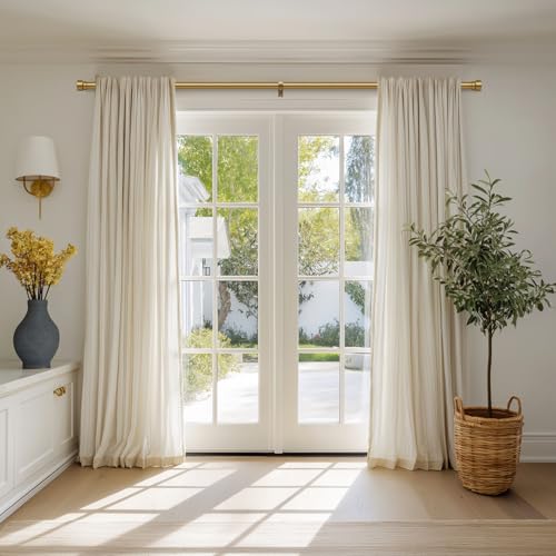 2 Pack Adjustable Curtain Rods, 48-84 Inch Heavy Duty Brass Window Rods