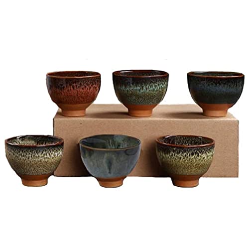6PCS Handmade Ceramic Tea & Sake Cups Set - Japanese Pottery Collection