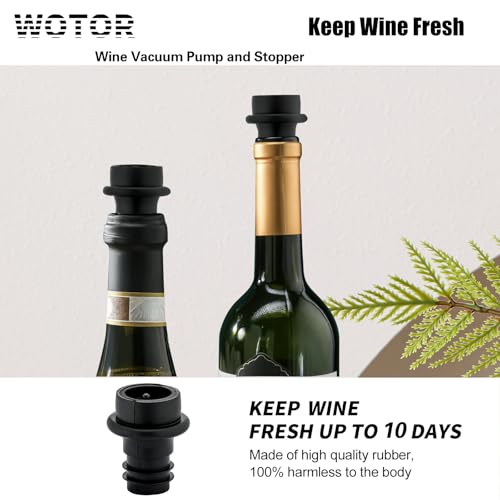 Wine Saver Vacuum Pump with 4 Reusable Stoppers - Fresh Wine Preserver