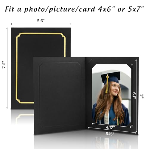 Golden State Art Pack of 100 Black with Gold Lining 4x6/5x7 Photo Frame Cards