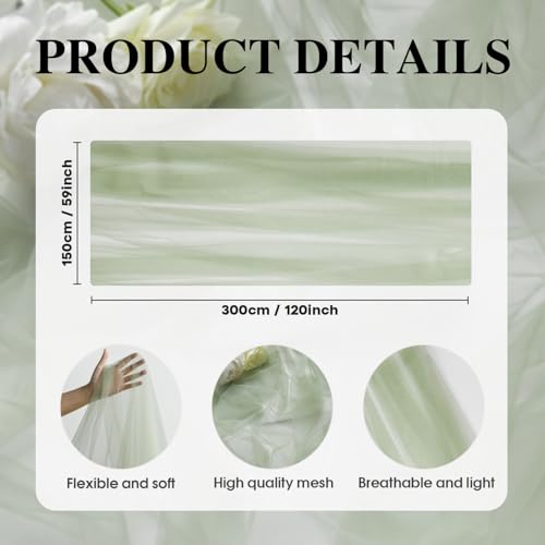 Artoid Mode 59 x 120 Inch 3pc Sage Green Gauze Table Runner – Seasonal Decor