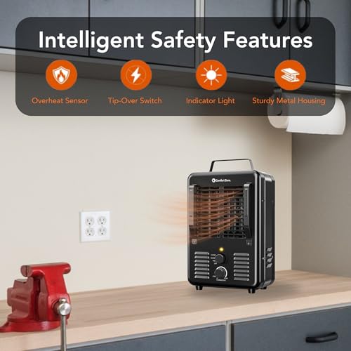 Electric Portable Utility Space Heater with Adjustable Thermostat 1500W