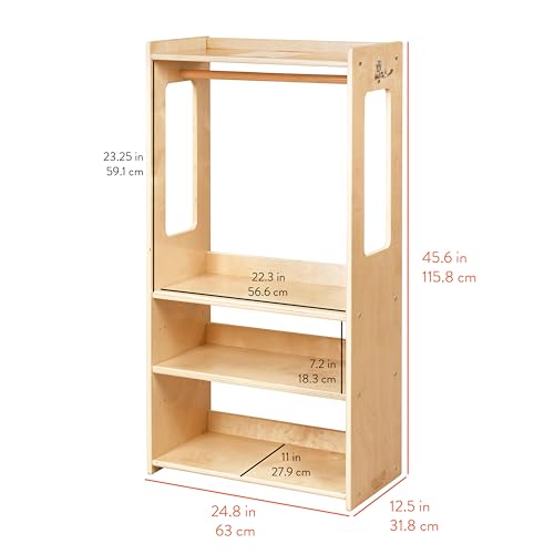 Kids Wooden Clothing Rack with Shelves and Storage Armoire