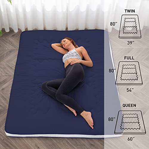 Extra Thick Japanese Floor Futon Mattress, 4.7-Inch Folding Bed Topper