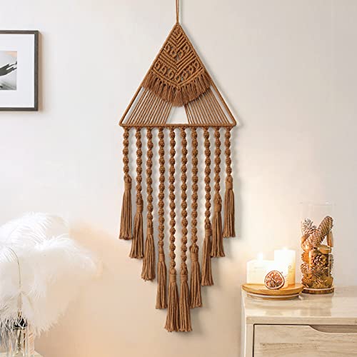 Triangle Macrame Wall Hanging - Bohemian Woven Cotton Tassel Wall Decor