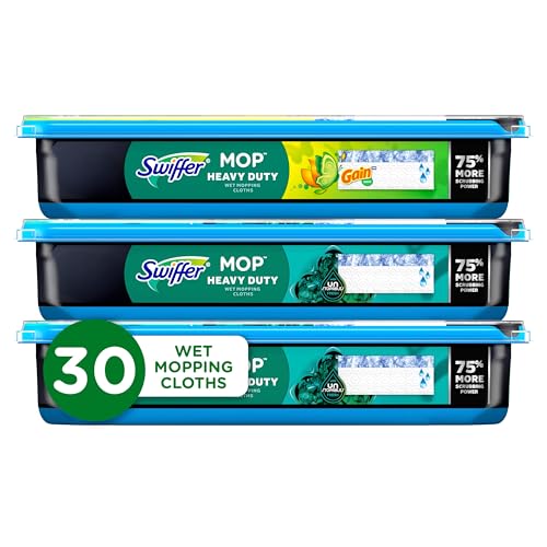 Heavy Duty Wet Mop Cloth Refills, Multi-Surface Floor Pads (30 Count)
