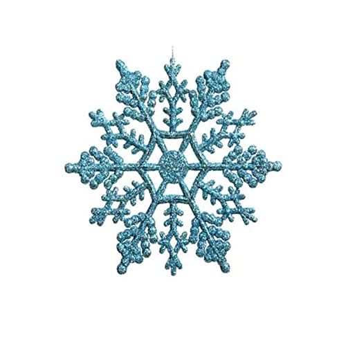SeaStar Turquoise Snowflake Ornaments 24pcs, Sparkling Iridescent Holiday Decorations