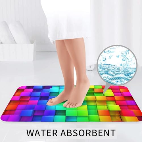 3-Piece Rainbow Bathroom Rug Set, Non-Slip Soft Memory Foam Bath Mat