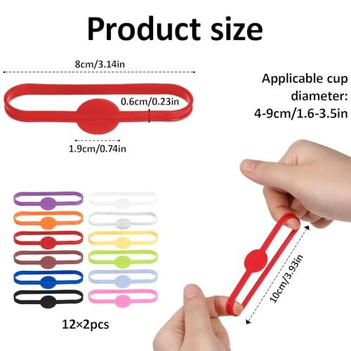 24pcs Silicone Drink Markers for Wine Glasses and Bottles, Colorful Cocktail Labels