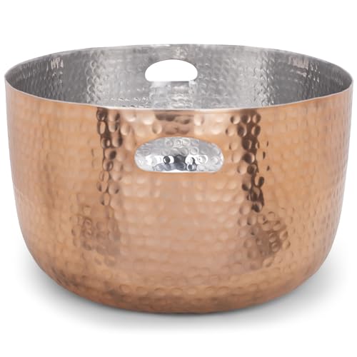 IHI Handicrafts Copper & Metal Beverage Ice Tub Set – 3 Sizes, Polished Aluminum